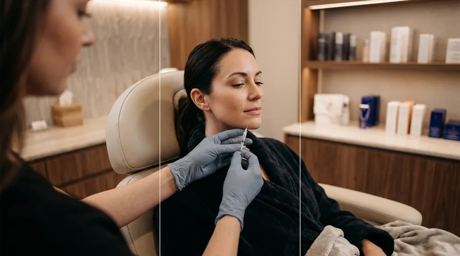 a fine needle held near a client
